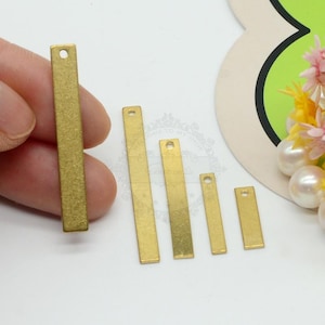 50pcs Single Hole Raw Brass Rectangle Stick Bar Connector,Rectangular Bar Pendant Charms, Geometry Stampings, Jewelry Supplies, 178
