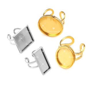 5 Stück Edelstahl Fingerring, verstellbare Ringrohlinge, Edelstahlringbasis, Ringe für Frauen, hypoallergener Cabochonring, Bu700