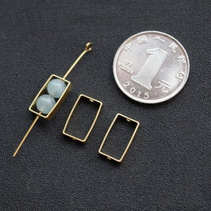 20pcs 8x14.5mm Raw Brass Rectangle Frame Brass Rectangle Link Spacer ...