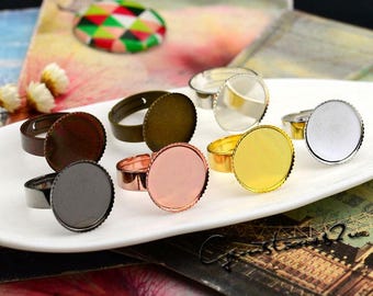 20 Stück verstellbare Ringrohlinge mit 12 mm/ 14 mm/ 16 mm/ 18 mm/ 20 mm/ 25 mm/ 30 mm Grundeinstellung, Glaskuppeln Ringrohlinge, runde Ringrohlinge, 05932