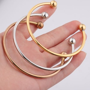 5pcs 316L Stainless Steel Adjustable Bangle,  Double Loop Adjustable Wire Bangle, Stainless Steel Adjustable Bracelet Blanks, JM615