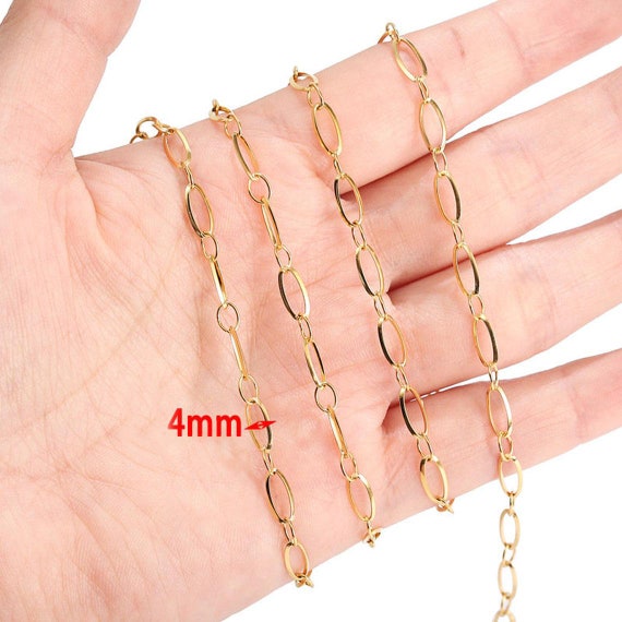 【保障できる】 1メートル 4mm ステンレススチールケーブルチェーン 楕円形 アクセサリー