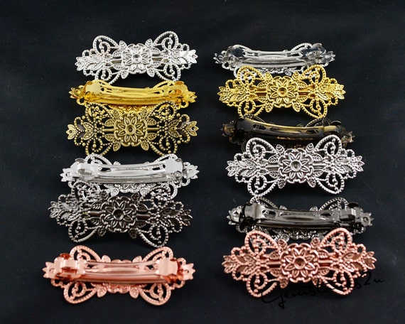 Delicate Gold Filigree Floral Hair Barrette Ivory and Co Gardenia Gold Dainty Crystal and Pearl Floral  main image 4