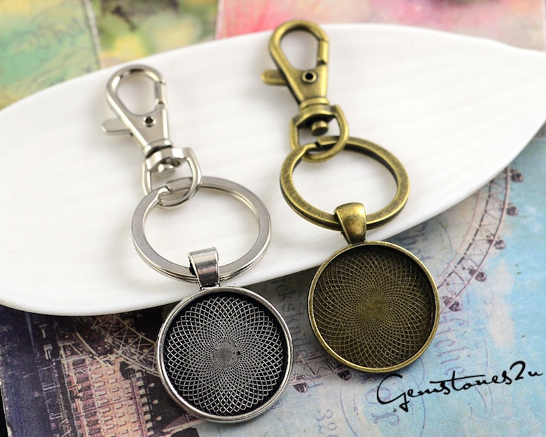 10 Sets Photo Keychains DIY Kit Blank Round 1 Inch Etsy