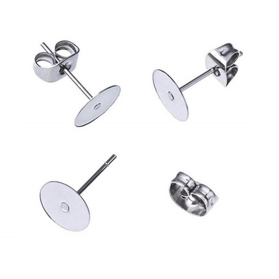 100PCS Stainless Steel DIY Flat Ear Posts Stud Earring For Jewelry Making 3-14mm 100PCS Stainless Steel DIY Flat Ear Posts Stud Earring For Jewelry Making 3-14mm