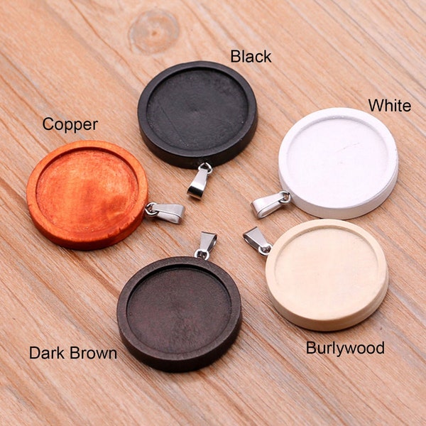 10pcs Wood Bezel Tray settings, Wood Bezel Blanks, Wood Bezel Pendant Setting, Wood Glass Trays, Wood Pendant Blank Base, B692