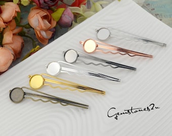 10 Stück Metall Haarspangen Mit Leerer Rundablage – DIY Haaraccessoires Selbst Gestalten (Antik-Bronze)