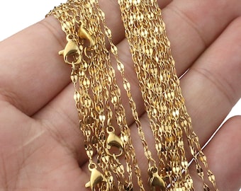 10pcs 1.8mm Finished 316L Stainless Steel Chain, Lip Chain, Gold plated Stainless Steel, Jewelry Chain, B704