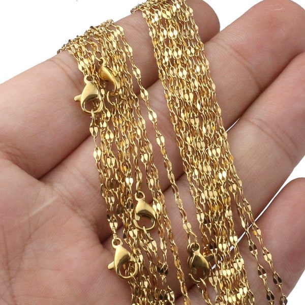 10pcs 1.8mm Finished 316L Stainless Steel Chain, Lip Chain, Gold plated Stainless Steel, Jewelry Chain, B704