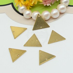 100pcs Two Hole  Raw Brass Triangle Pendant Charms,Triangle Connector,Brass Triangle Stamping Blank,Geometric Stamping, Jewelry Supplies,166