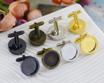 100 pairs 15MM of White Gold cufflinks BU298