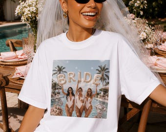 Camiseta para Piscina do Time da Noiva | Camiseta Tropical para Despedida de Solteira | Top para Grupo de Madrinhas | Equipe da Noiva em Destino | Presente para Casamento na Praia