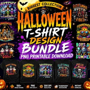 Halloween Mega Bundle, Halloween Png Bundle, Spooky Vibes Png, Trick Or Treat Png, Retro Halloween, Sublimation Design, Printable Clipart