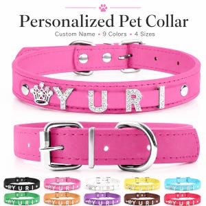 Collare per cani personalizzato con strass / Collare per animali domestici con nome personalizzato e ciondolo a corona / Collare per cuccioli scintillante / Collare per cani regolabile / Regalo per amanti dei cani