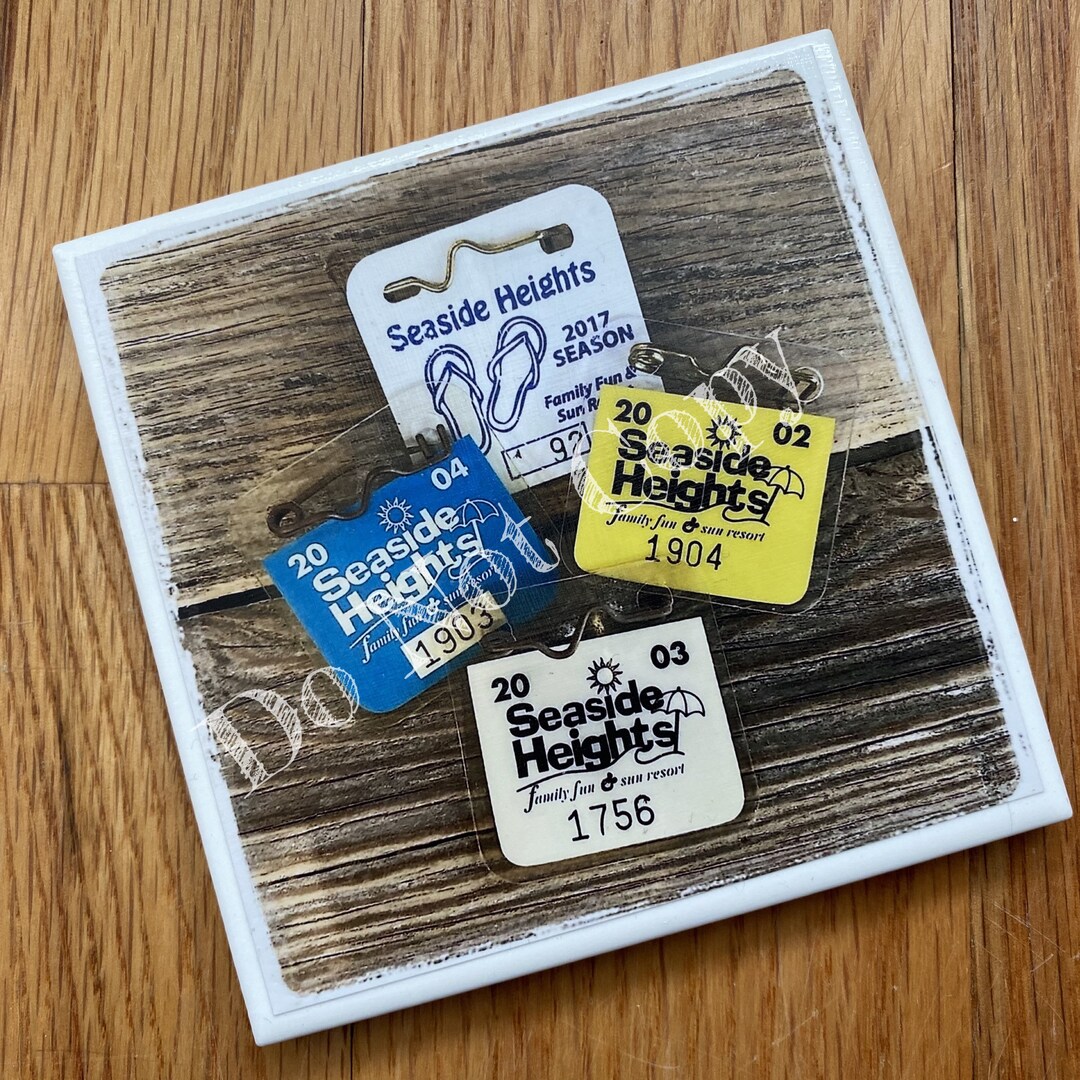 Seaside Heights Beach Badge Tile Coaster Etsy