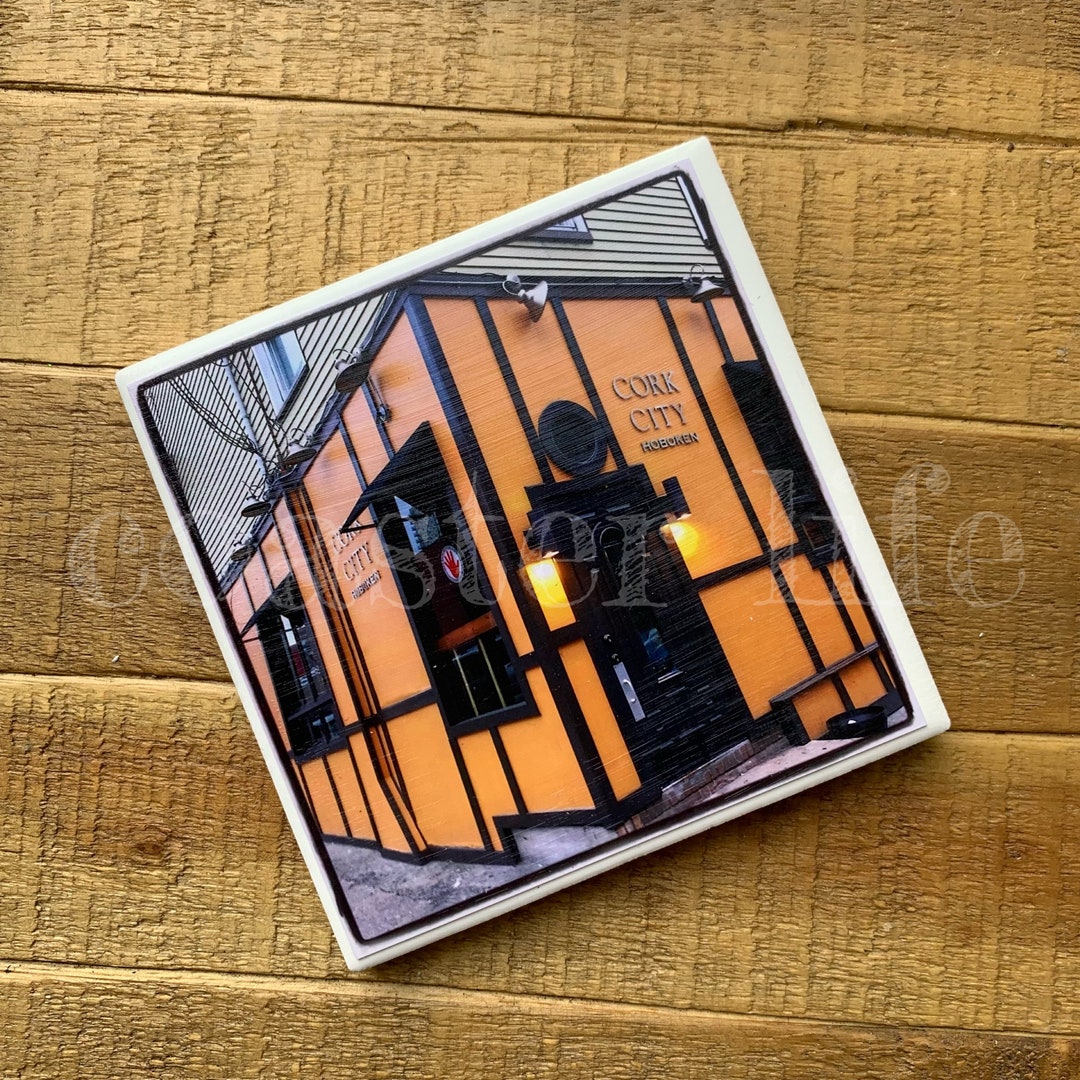 Hoboken Cork City Tile Coaster Etsy