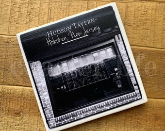 Hoboken: Hudson Tavern B&W Tile Coaster