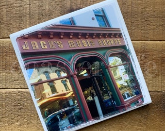 Red Bank: Jack's Music Shoppe Tile Coaster