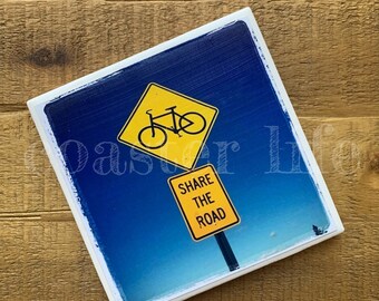 Beach Life: Bicycle Share the Road Tile Coaster