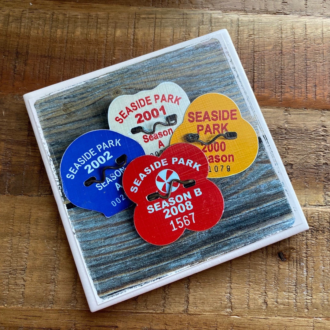 Seaside Park Beach Badge Tile Coaster Etsy