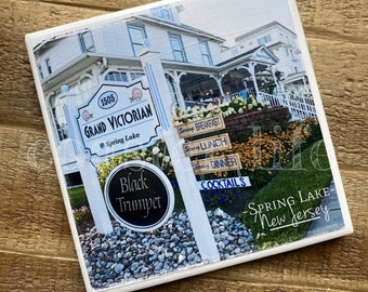 Spring Lake: The Grand Victorian & Black Trumpet Tile Coaster