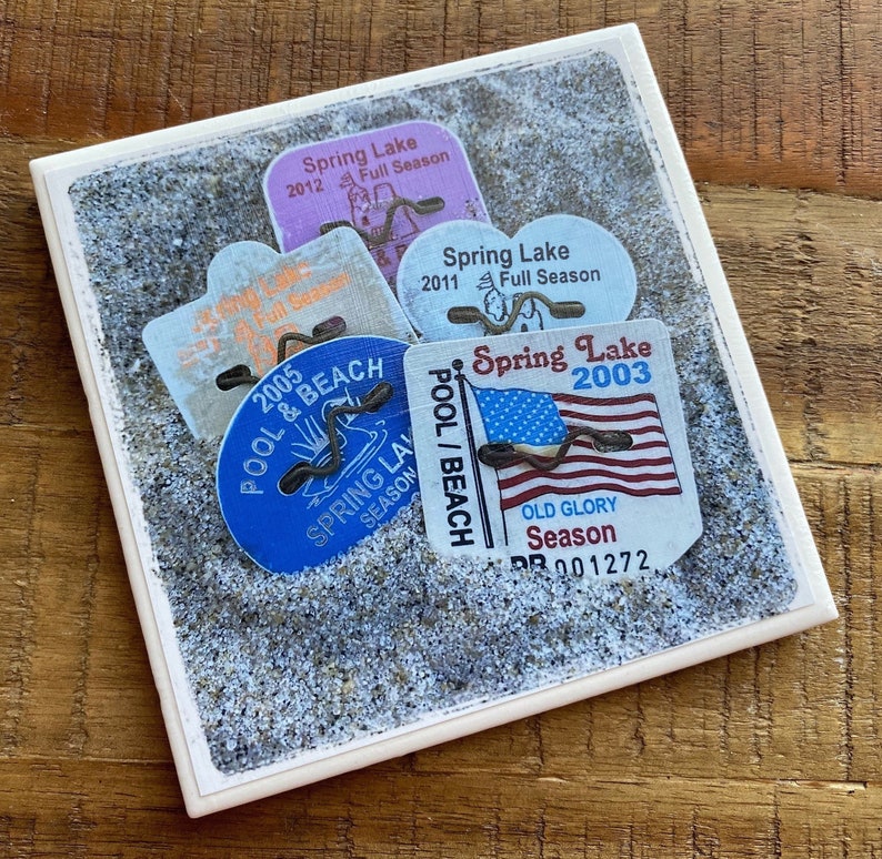 Spring Lake Beach Badge Tile Coaster Etsy