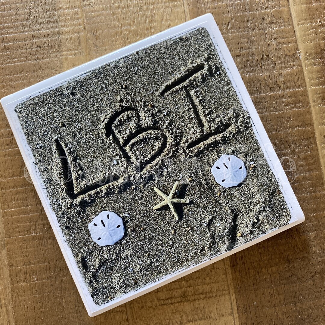 LBI Sand Writing Tile Coaster Etsy