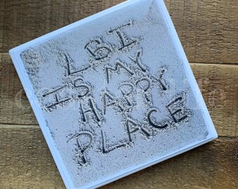 LBI: LBI Is My Happy Place In Sand Tile Coaster