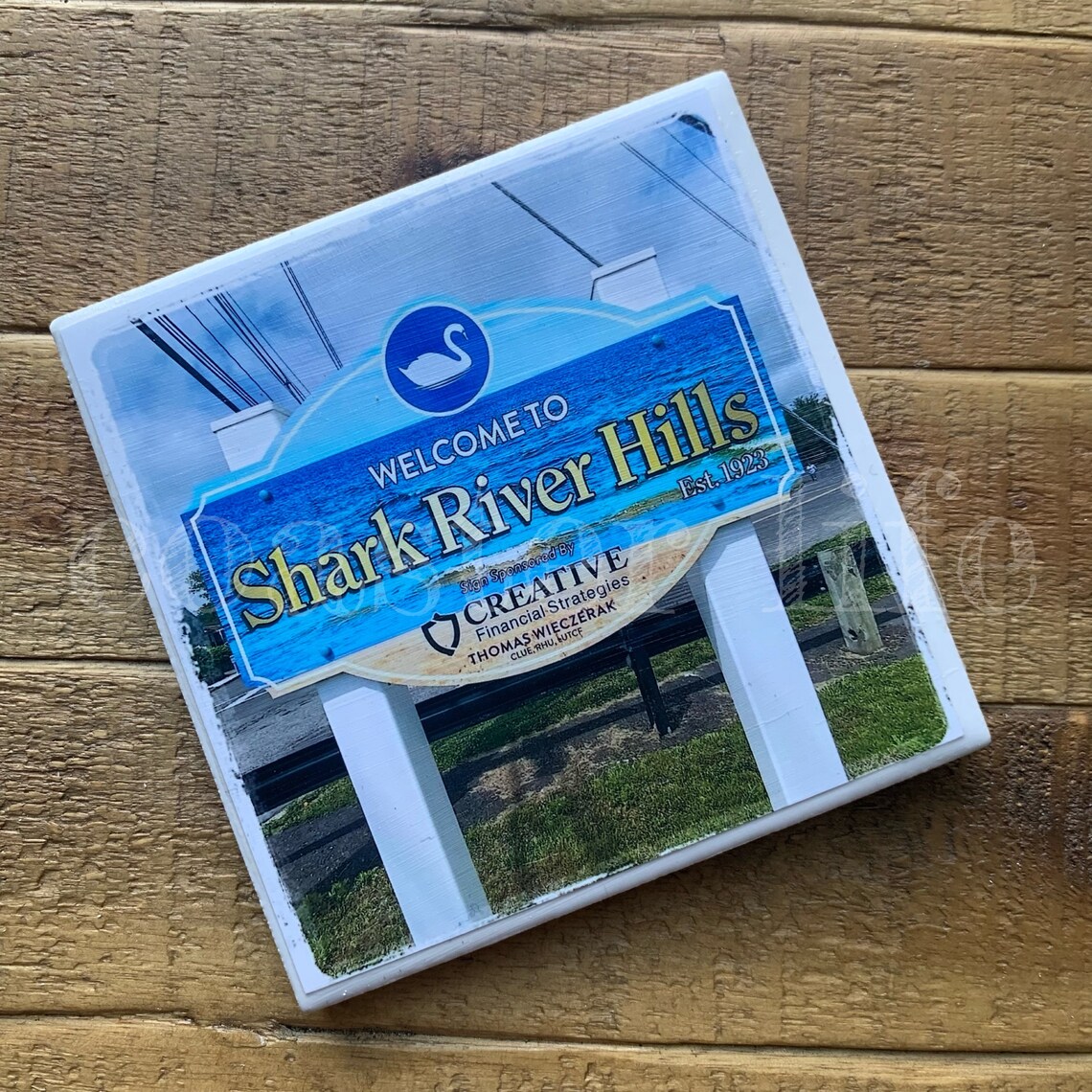 Shark River Hills Shark River Hills Sign Coaster Etsy