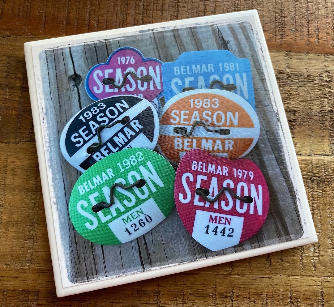 Belmar Beach Badge Tile Coaster Etsy