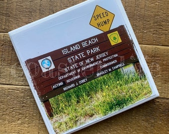 Island State Beach Park: IBSP Sign Tile Coaster
