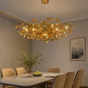 Modern Gingko chandelier, custom lighting, luxury glass chandelier, suitable for dining room, living room, home decoration