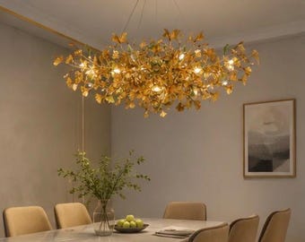 Modern Gingko chandelier, custom lighting, luxury glass chandelier, suitable for dining room, living room, home decoration