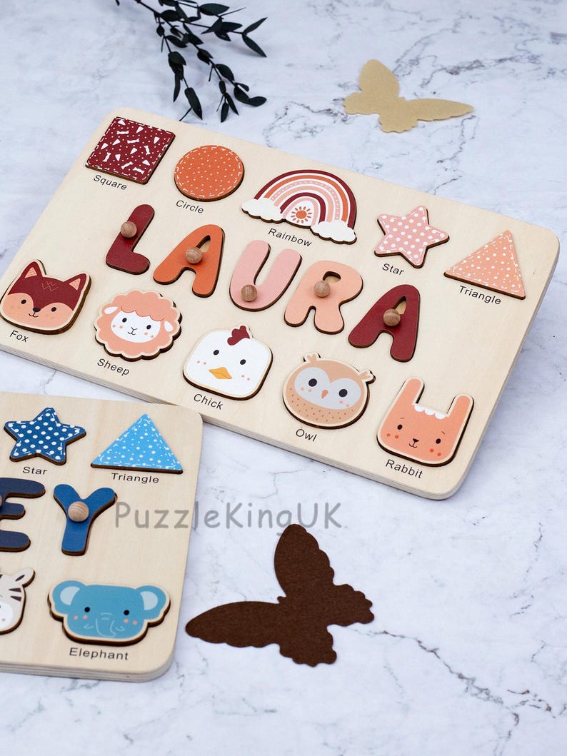 Animal Name Puzzle by Busy Puzzle | Baby Shower, Easter Gift | Girl and Boy | Custom and Personalized image 8