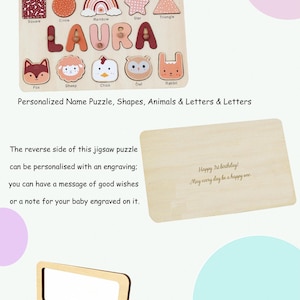 Animal Name Puzzle by Busy Puzzle | Baby Shower, Easter Gift | Girl and Boy | Custom and Personalized image 5