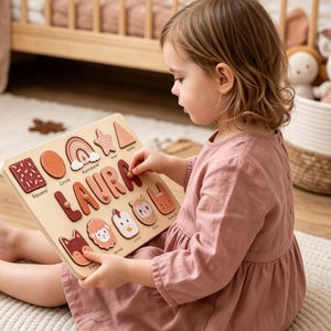 Animal Name Puzzle by Busy Puzzle | Baby Shower, Easter Gift | Girl and Boy | Custom and Personalized image 3