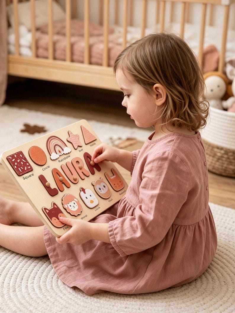 Animal Name Puzzle by Busy Puzzle | Baby Shower, Easter Gift | Girl and Boy | Custom and Personalized image 3