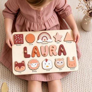 Animal Name Puzzle by Busy Puzzle | Baby Shower, Easter Gift | Girl and Boy | Custom and Personalized image 1