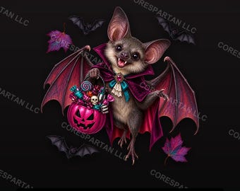 Vampirfledermaus Halloween PNG | Gothic Dracula Fledermaus DTF-Transfer (Digitaler Download)