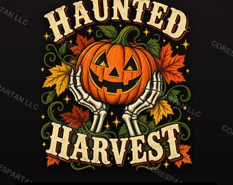 Haunted Harvest Pumpkin Skeleton Hands DTF Transfer (Digital Download)
