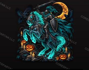 Spectral Knight Ghost Rider PNG | Halloween DTF Sublimation Clipart (Sofort-Download)