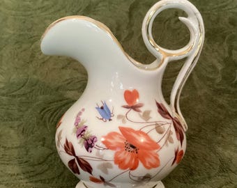 Antique hand-painted porcelain Ewer or Creamer.  1890-1910