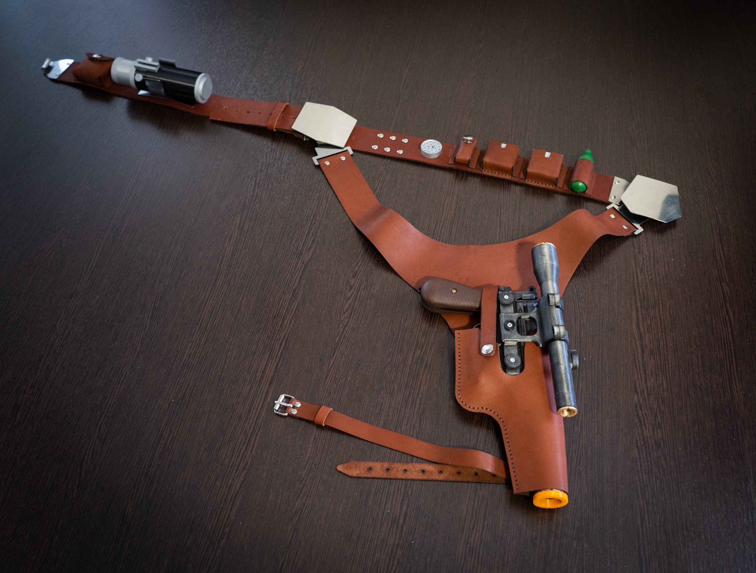 Han Solo Blaster Leather Belt with Holster Power Cells Gas Etsy