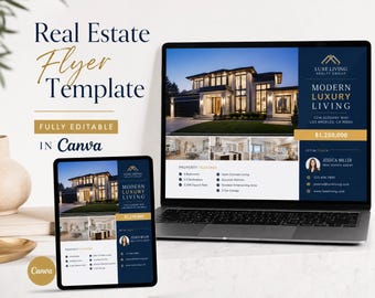 Real Estate Flyer Template, Canva Social Media Posts, Buyer Seller Guide (Digital Download)
