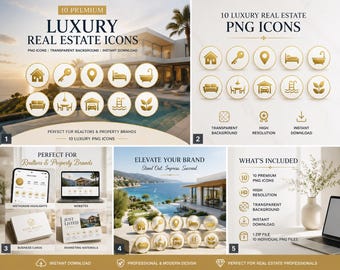 Luxury Real Estate PNG Icons | Realtor Instagram Highlights (Digital Download)