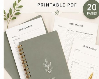 Focus Productivity Planner | Daily, Weekly, Monthly Organizer (PDF Download)