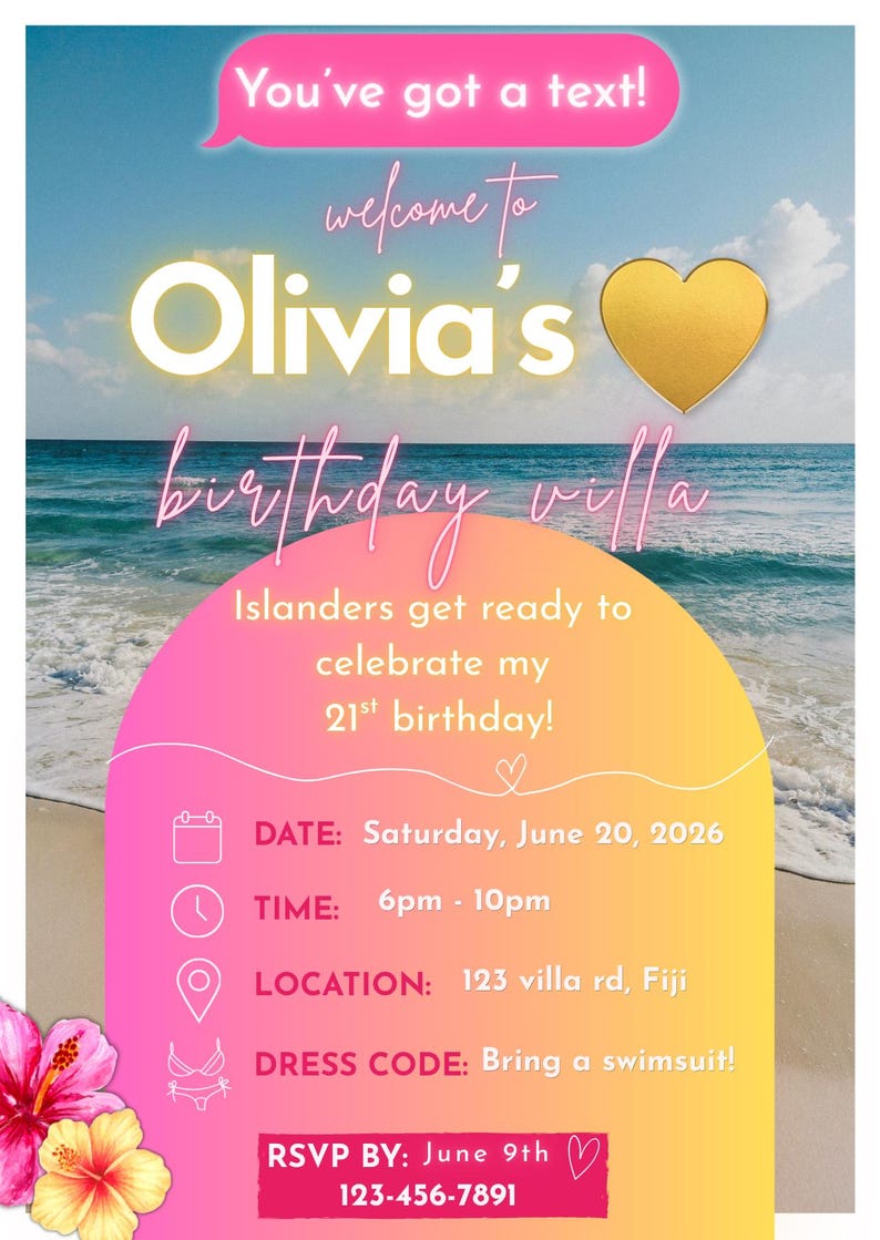 Love Island Inspired Digital Invitation Template - Etsy
