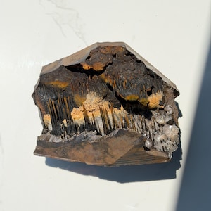 Very Rare! Crystal Calcite And Limonite With Stalactite Goethite, Special Rare Collection Item