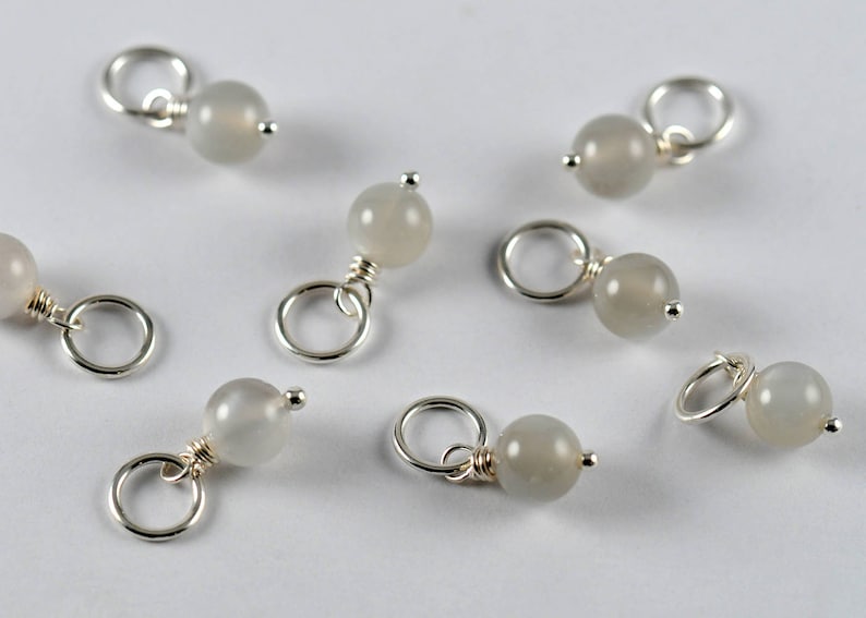 March Birthstone Interchangeable Charm Necklace Gray Moonstone Charm