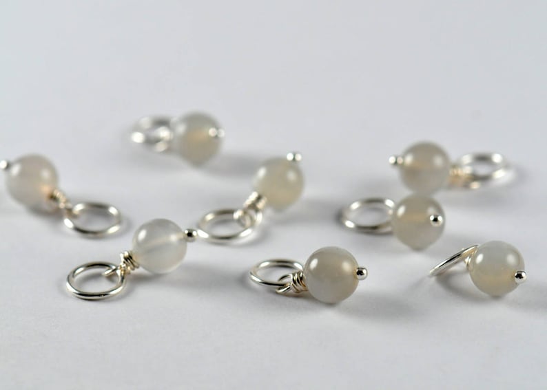 March Birthstone Interchangeable Charm Necklace Gray Moonstone Charm